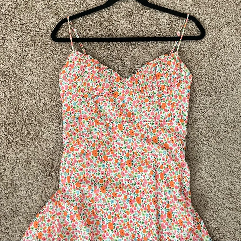 Princess Polly Floral Slip Midi Dress in White, Pink & Orange - Picture 3 of 8